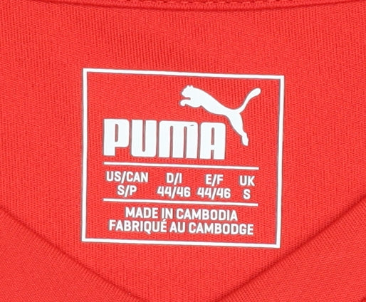 Puma Men's Red T-Shirt, Size S, V-Neck, Gym Wear