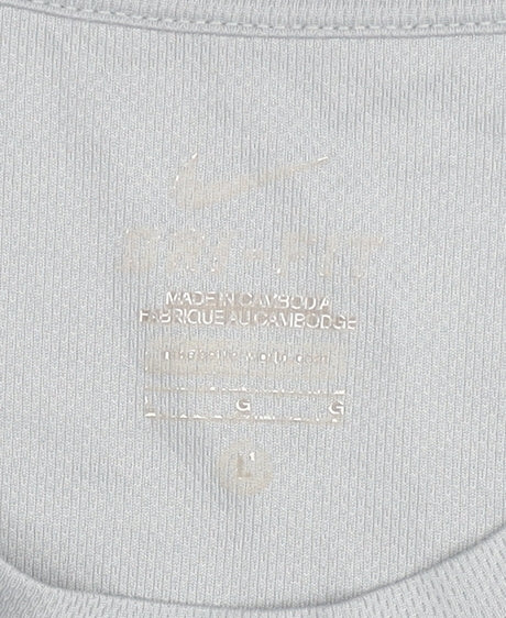 Nike Men's Grey Graphic Print Running T-Shirt - L