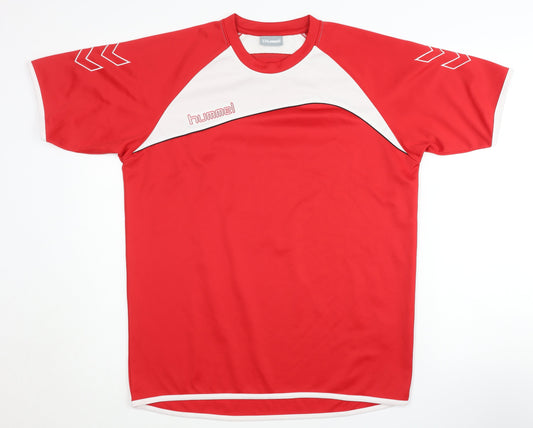 Mens UK Size M Hummel Red Football Rugby T-Shirt
