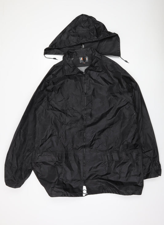 Mens UK Size 2XL Alpine Trek Black Windbreaker Coat