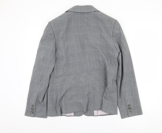 Next Women's Grey Plaid Blazer Size 16 Regular Fit