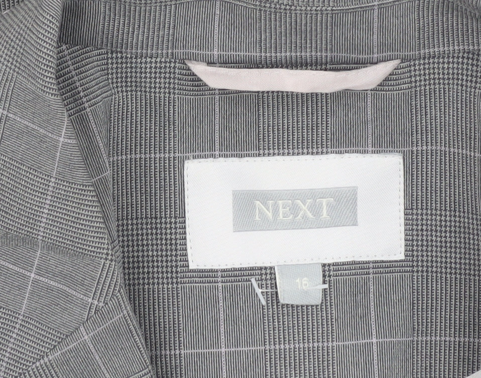 Next Women's Grey Plaid Blazer Size 16 Regular Fit