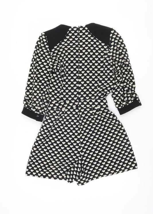 Topshop Women's Black Floral Playsuit, Size 8, Casual Chic