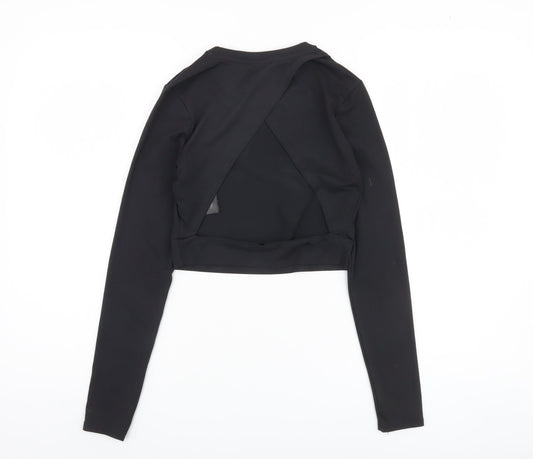 H&M Women's Black Cropped Long Sleeve Top Size 8