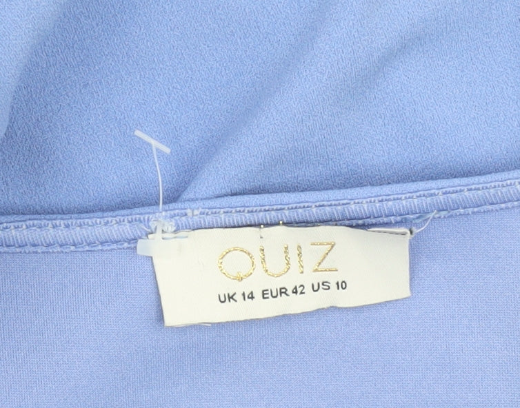 Quiz Women's Blue Knee Length Wrap Dress Size 14