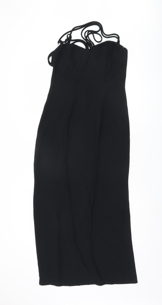 Additional front view of Wallis Black Midi Bodycon Dress, size 8