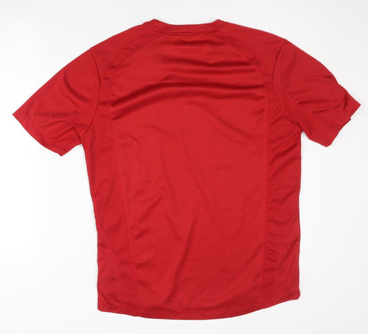 Red Men's Active T-Shirt Short Sleeve Gym Top M
