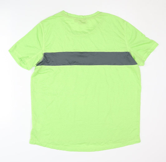 Crane Men's Green Sports T-Shirt L Light Mesh