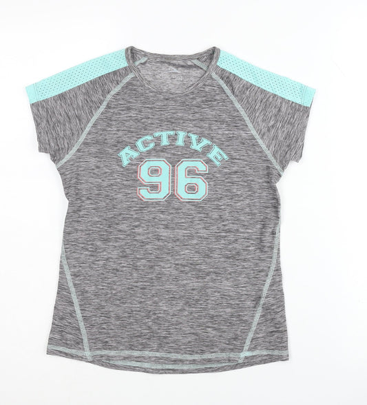 Additional front view of Active Touch Kids girls’ grey jersey t-shirt, 12-13 years