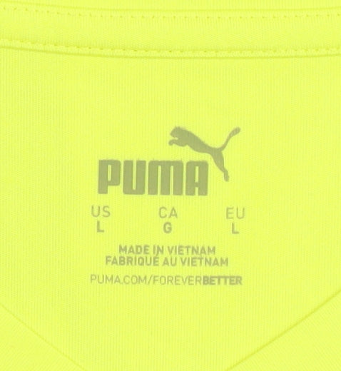 Puma Men's Yellow T-Shirt, Size L - Sporty & Stylish