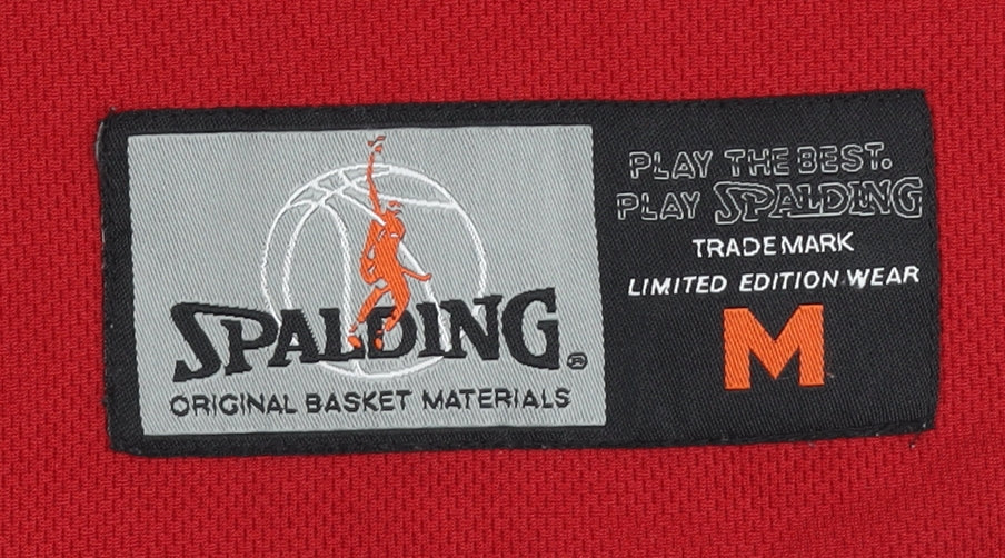 Close-up detail of Spalding Red Basketball Tank Top, M, unisex