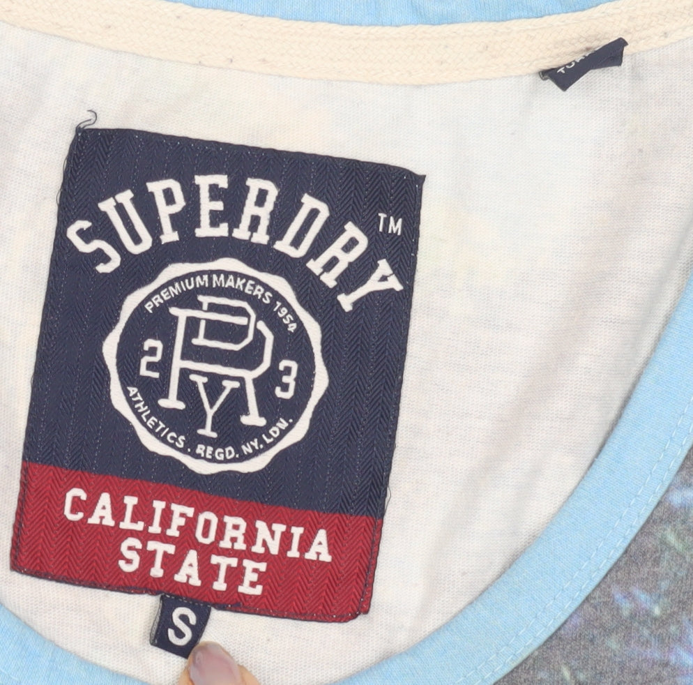 Superdry Men's Blue Graphic Print Sleeveless T-Shirt S