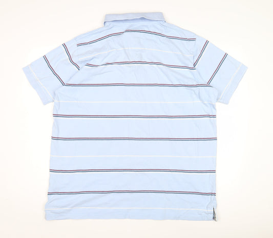 Vintage Men's Blue Striped Polo Shirt 2XL