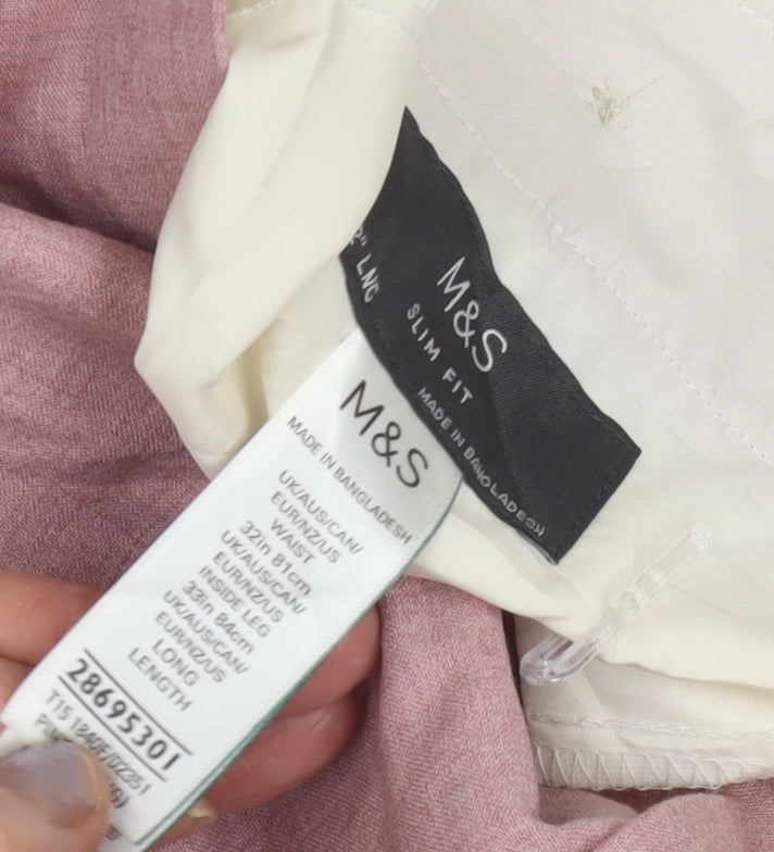 Marks and Spencer Men's Pink Slim Trousers, Size 32L