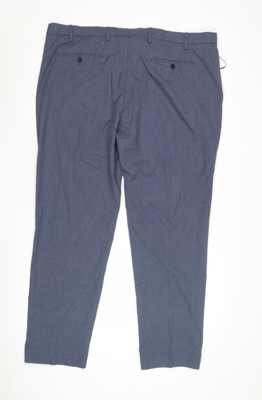 Marks and Spencer Men's Blue Check Trousers, Size 44