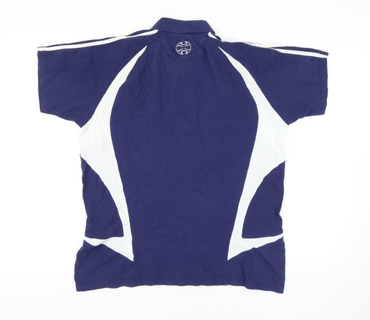 Adidas Men's Blue Colourblock Polo Shirt, Size M