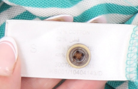 Westsport Men's Green Striped Polo Shirt - S Relaxed