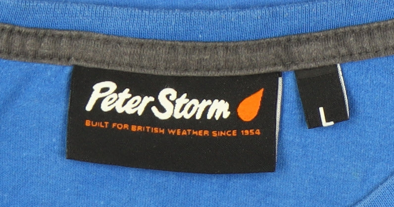 Peter Storm Men's Blue Cotton Crew Neck T-Shirt L