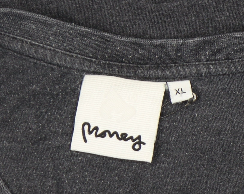 Money Men's XL Black Cotton Crew Neck T-Shirt