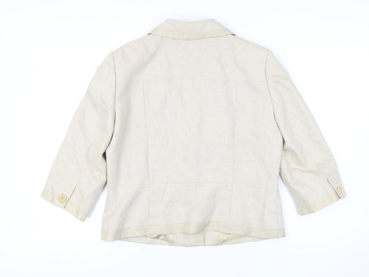 Jaeger Women's Beige Silk Wool Suit Jacket Size 16