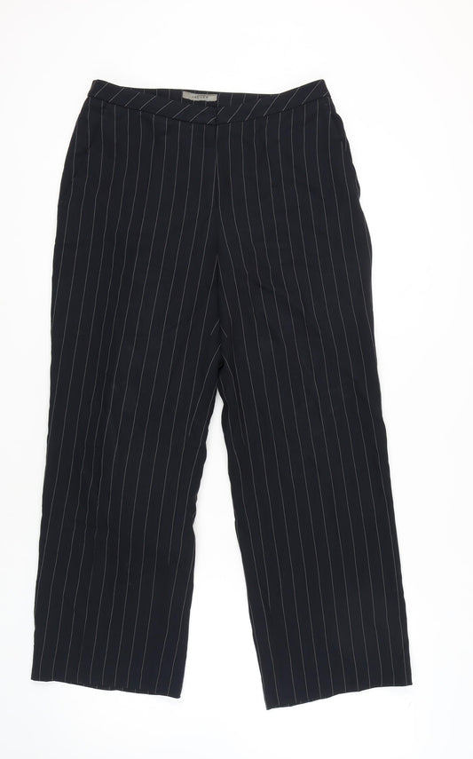 Additional front view of Jaeger Women's Black Striped Trousers, size 12