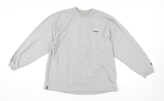 Additional front view of Reebok Grey unisex pullover sweatshirt, size 12