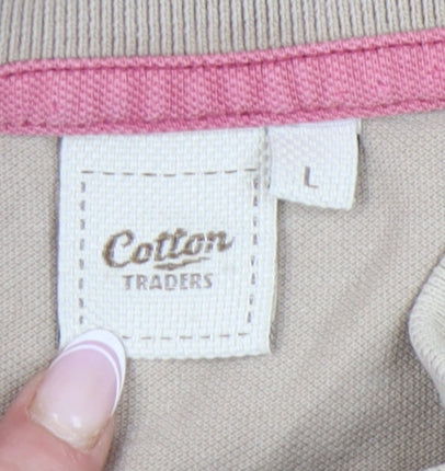 Cotton Traders Men's Beige Polo Short Sleeve L