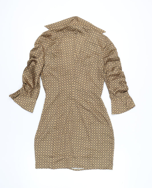 ASOS DESIGN Women's Brown Geometric Dress, Size 8
