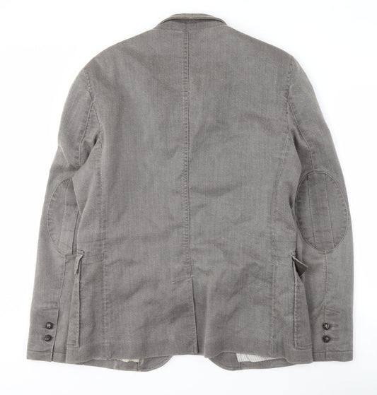 Zara Men's Grey Casual Jacket, Size 42, Stand-Up Collar