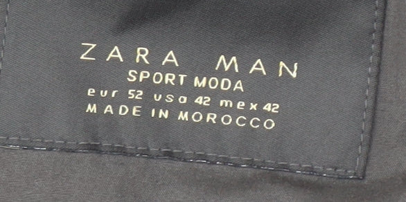 Zara Men's Grey Casual Jacket, Size 42, Stand-Up Collar