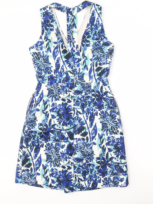 H&M Women's Blue Floral A-Line Dress, Size 8