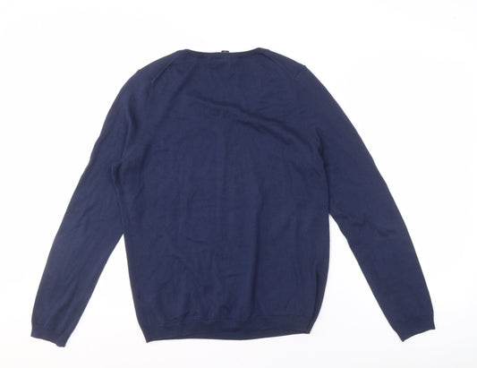 Lands' End Men's Blue Pullover Jumper V-Neck M