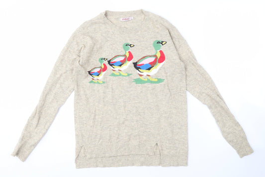 Additional front view of Cath Kidston Women's Beige XS Graphic Print Jumper