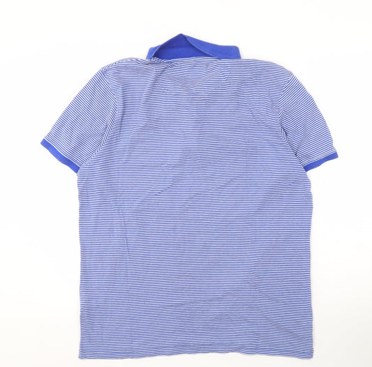 Lyle & Scott XL Men's Blue Striped Cotton Polo Shirt