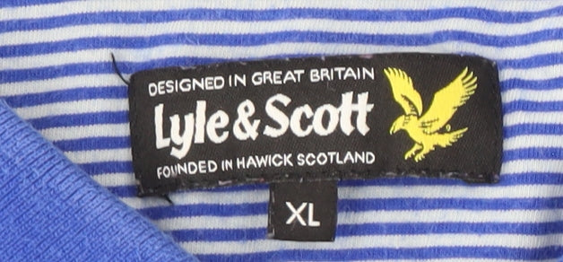 Lyle & Scott XL Men's Blue Striped Cotton Polo Shirt