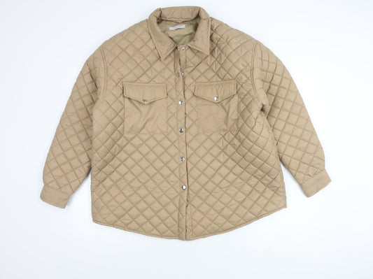 Womens UK Size L Quiz Beige Quilted Coat