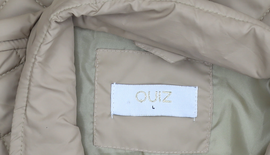 Womens UK Size L Quiz Beige Quilted Coat