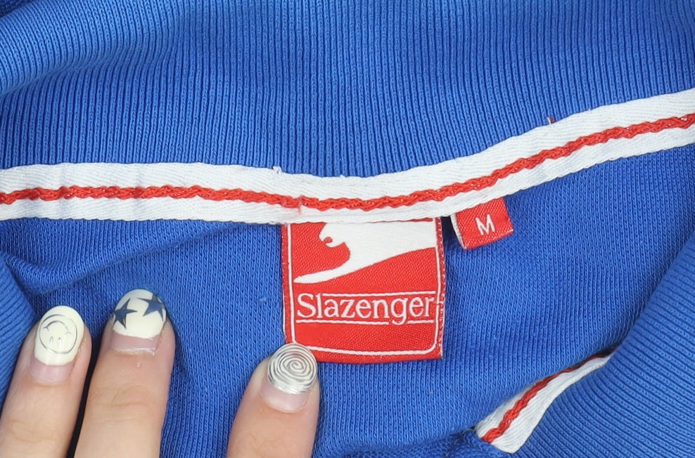 Slazenger Men's Blue Cotton Polo Shirt - Medium