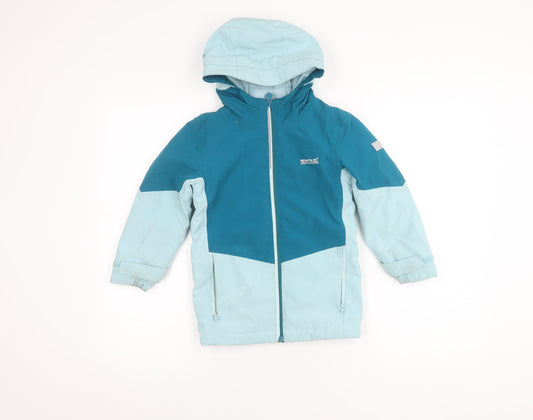 Regatta Girls Blue Parka Jacket 11 Years Hooded Mid-Length