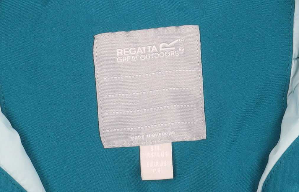Regatta Girls Blue Parka Jacket 11 Years Hooded Mid-Length