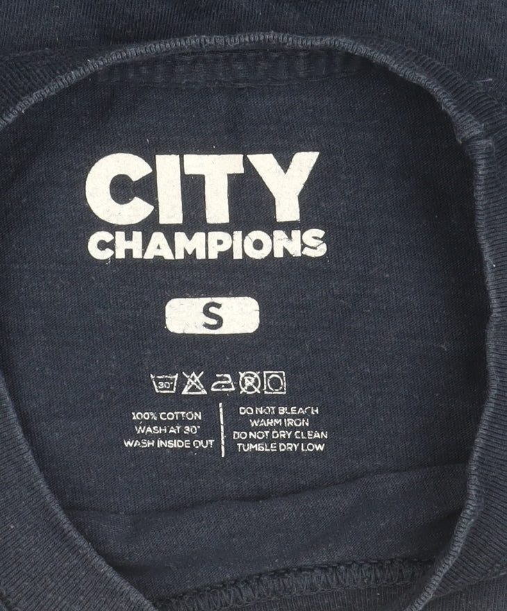City Champions Men's Blue Sports T-Shirt, S, Graphic Logo