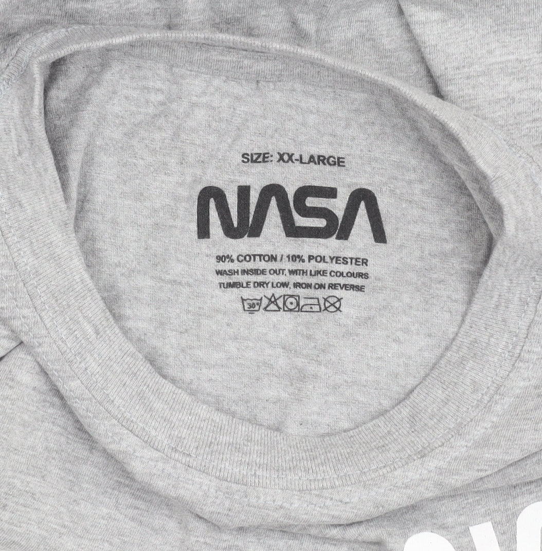 NASA Men's Grey Graphic Print 2XL T-Shirt