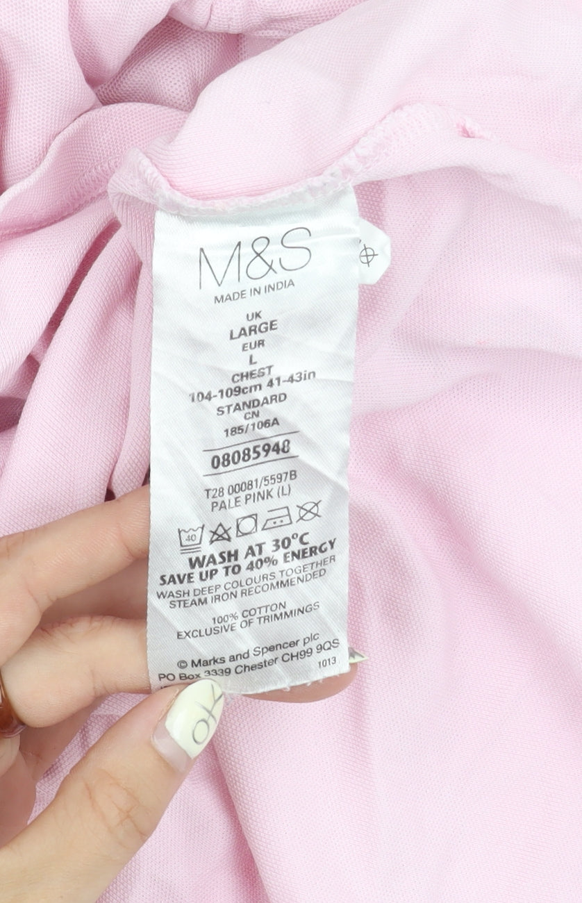 Marks and Spencer Men's Pink Polo Shirt, L, Regular Fit