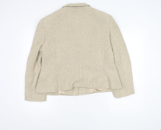Jaeger Women's Beige Blazer, Size 10, Herringbone Wool