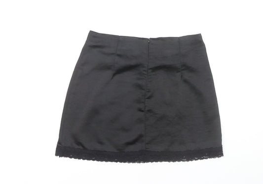 Motel Women's Black Lace Trim Pencil Skirt XS