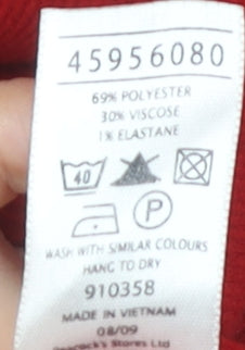 Brand and care label for E-vie Red Women's Overcoat, size 10, Classic