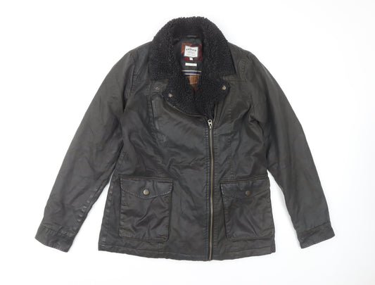 Womens UK Size 10 FatFace Black Biker Coat