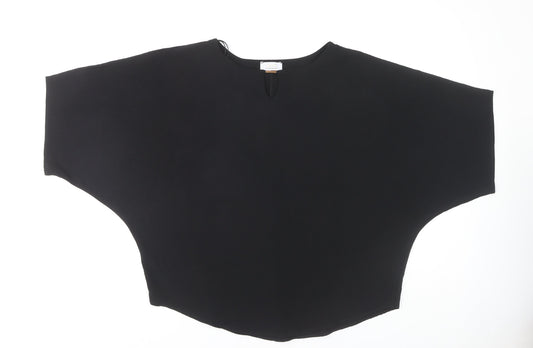 Additional front view of Quiz Women's Black Solid Dolman Sleeve Top, size 10