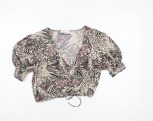 Womens UK Size 8 Topshop Multicoloured Wrap Blouse