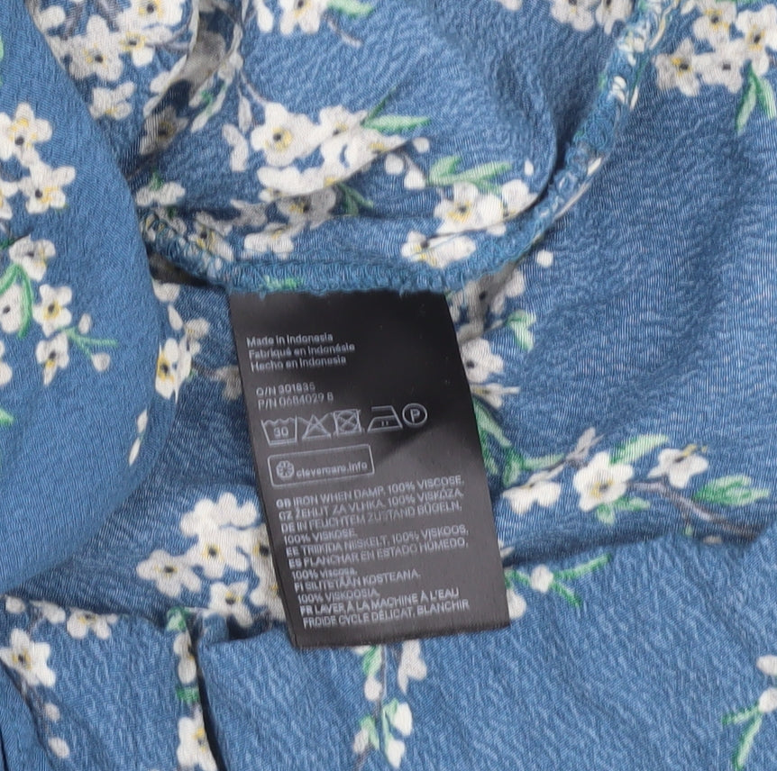 Womens UK Size 8 H&M Blue Basic Blouse